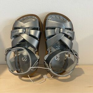 Saltwater NEW Silver Kids' Leather Sandals